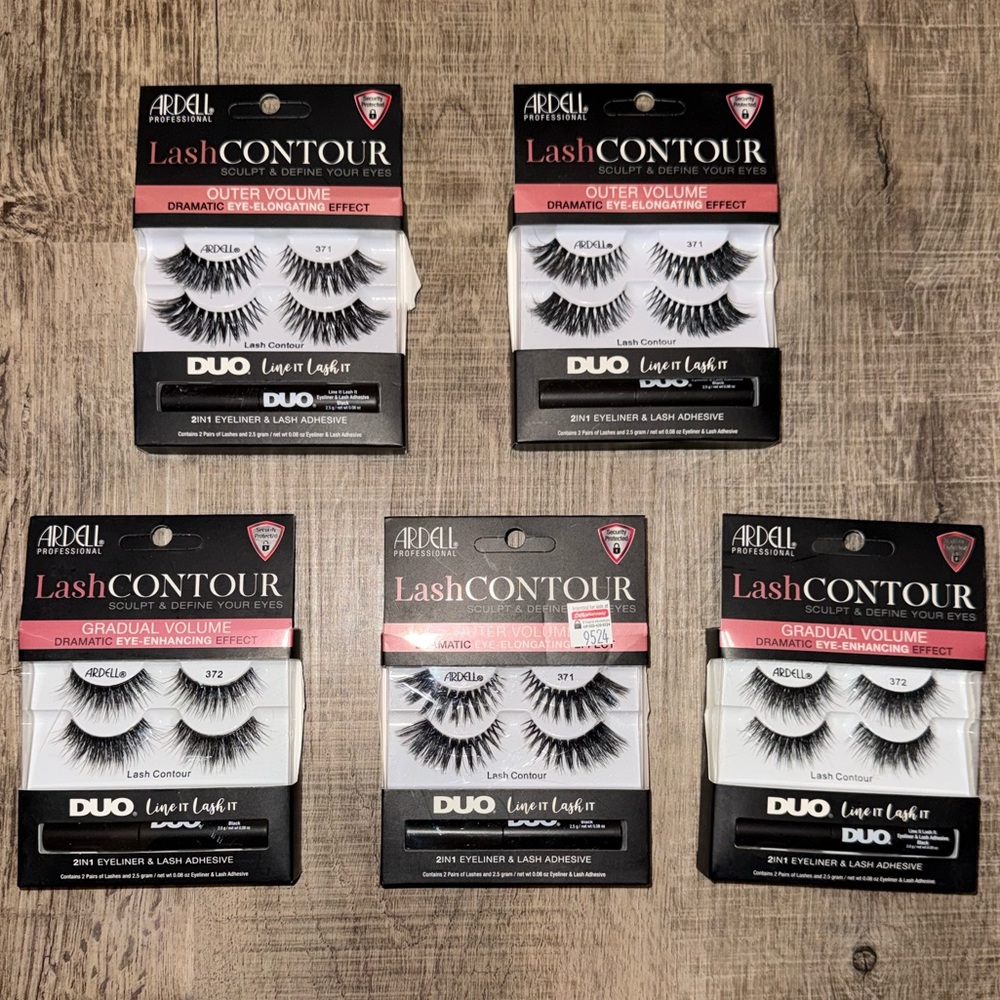 Ardell Lash Contour w/ 2in1 Eyeliner & Lash Adhesive (5 Pack Bundle) #371 & #372